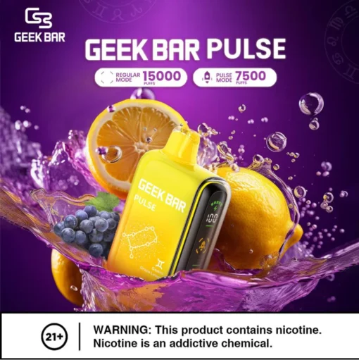 歐美大牌  Geek Bar Pulse小火箭 15000口一次性電子菸 16ML大容量 雙模式LED屏  全熒幕顯示調節：圖片 11